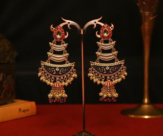 Chand Bali Meenkari Gold Plated Antique Earrings